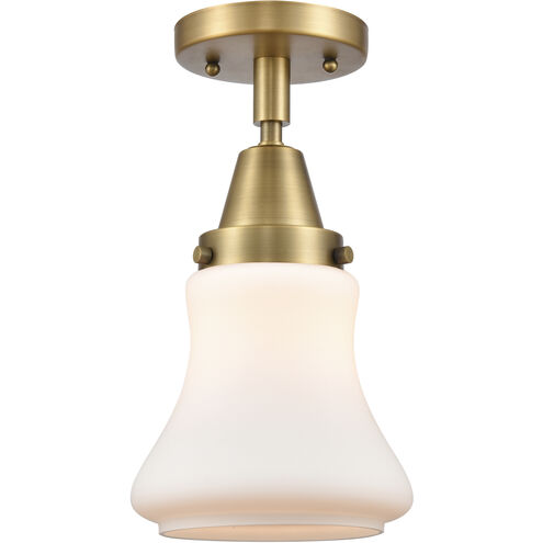 Franklin Restoration Bellmont LED 6 inch Brushed Brass Flush Mount Ceiling Light in Matte White Glass