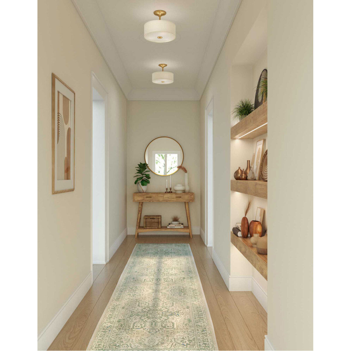 Inspire 2 Light 13 inch Satin Brass Semi-Flush Mount Ceiling Light