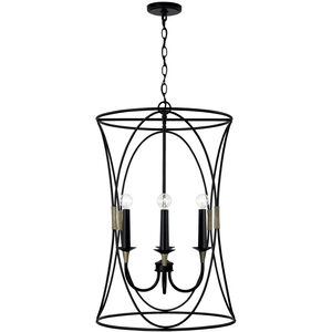 Amara 4 Light 19 inch Matte Black with Brass Foyer Ceiling Light