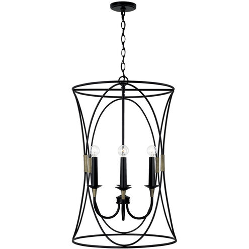Amara 4 Light 19 inch Matte Black with Brass Foyer Ceiling Light