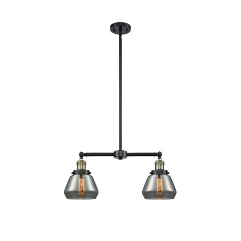 Franklin Restoration Fulton 2 Light 21 inch Black Antique Brass Chandelier Ceiling Light in Plated Smoke Glass, Franklin Restoration