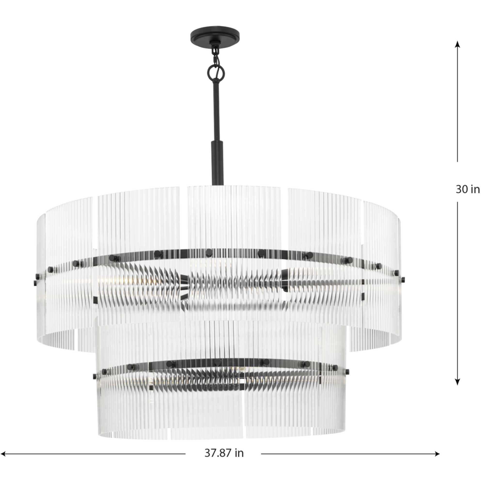 Seville 9 Light 37.87 inch Matte Black Chandelier Ceiling Light, Design Series
