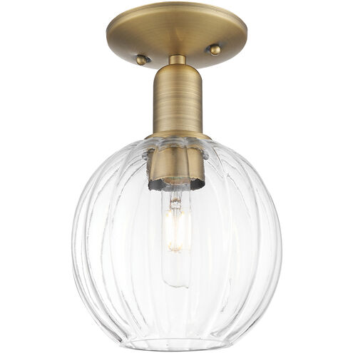 Downtown Urban Preston 1 Light 7 inch Brushed Brass Semi-Flush Mount Ceiling Light in Clear