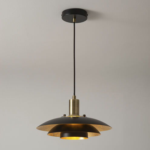 Rancho Mirage LED 15 inch Matte Black and Weathered Brass Pendant Ceiling Light, Large