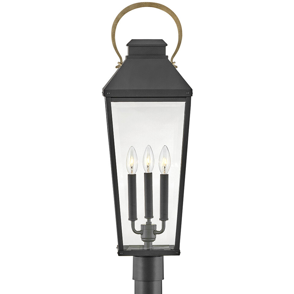 Dawson 29.75 inch Black with Burnished Bronze Outdoor Post Mount Lantern