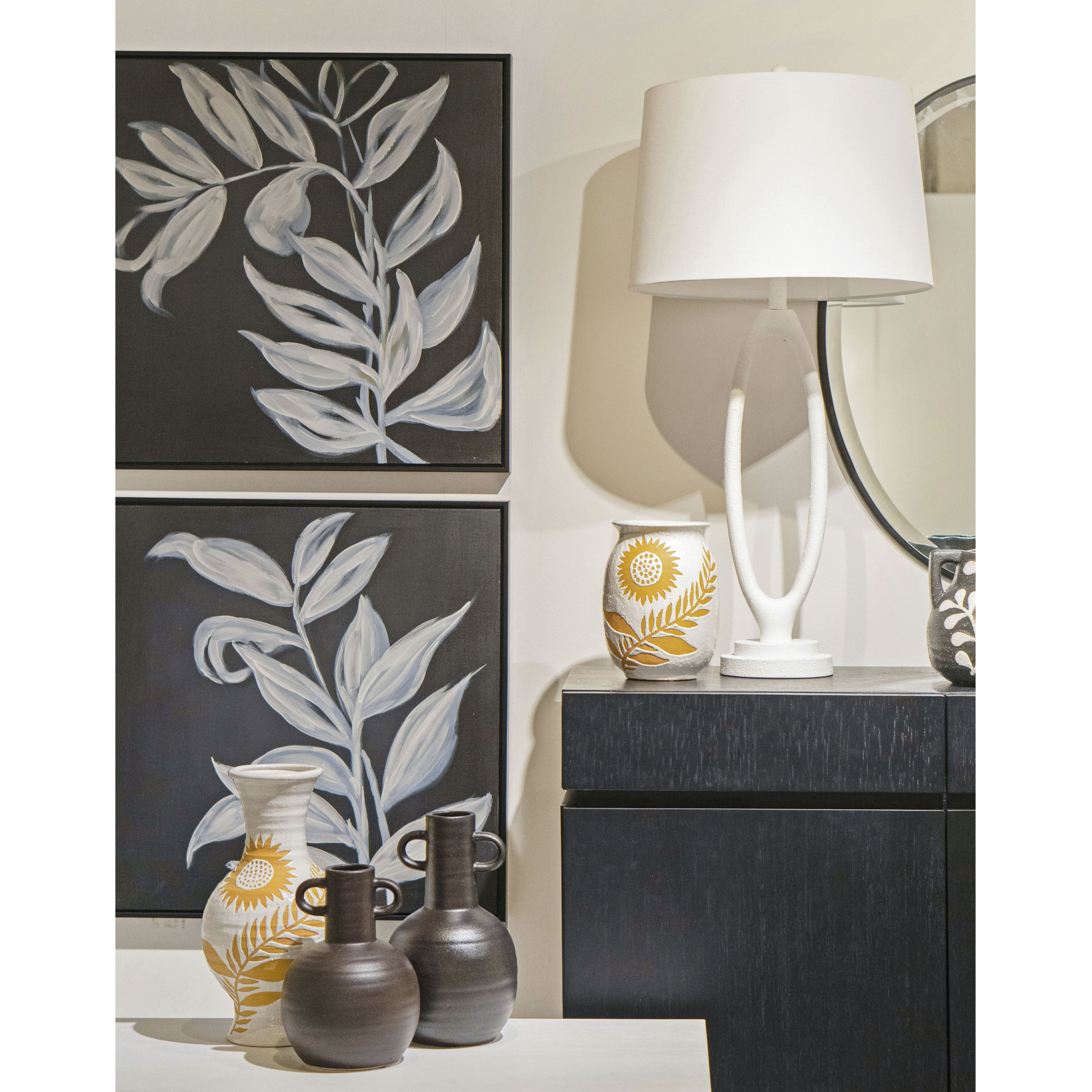 Silhouette I Black with White Framed Wall Art