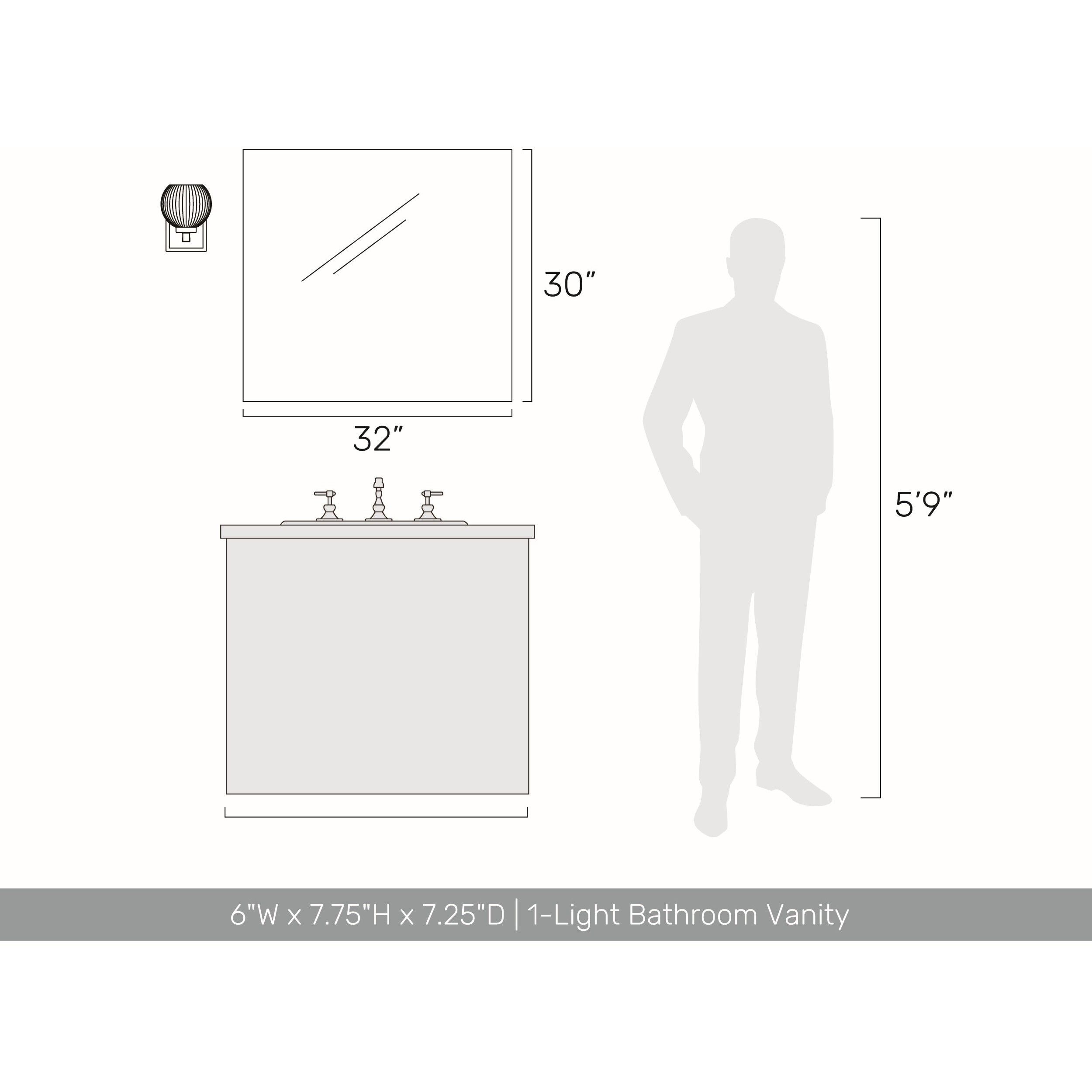 Yep Elliott Vanity Wall Light in Brushed Champagne Brass, Ribbed