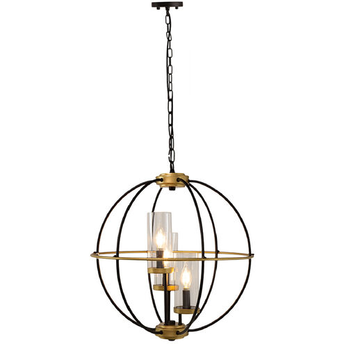 Carlos 20 inch Black and Gold and Clear Chandelier Ceiling Light