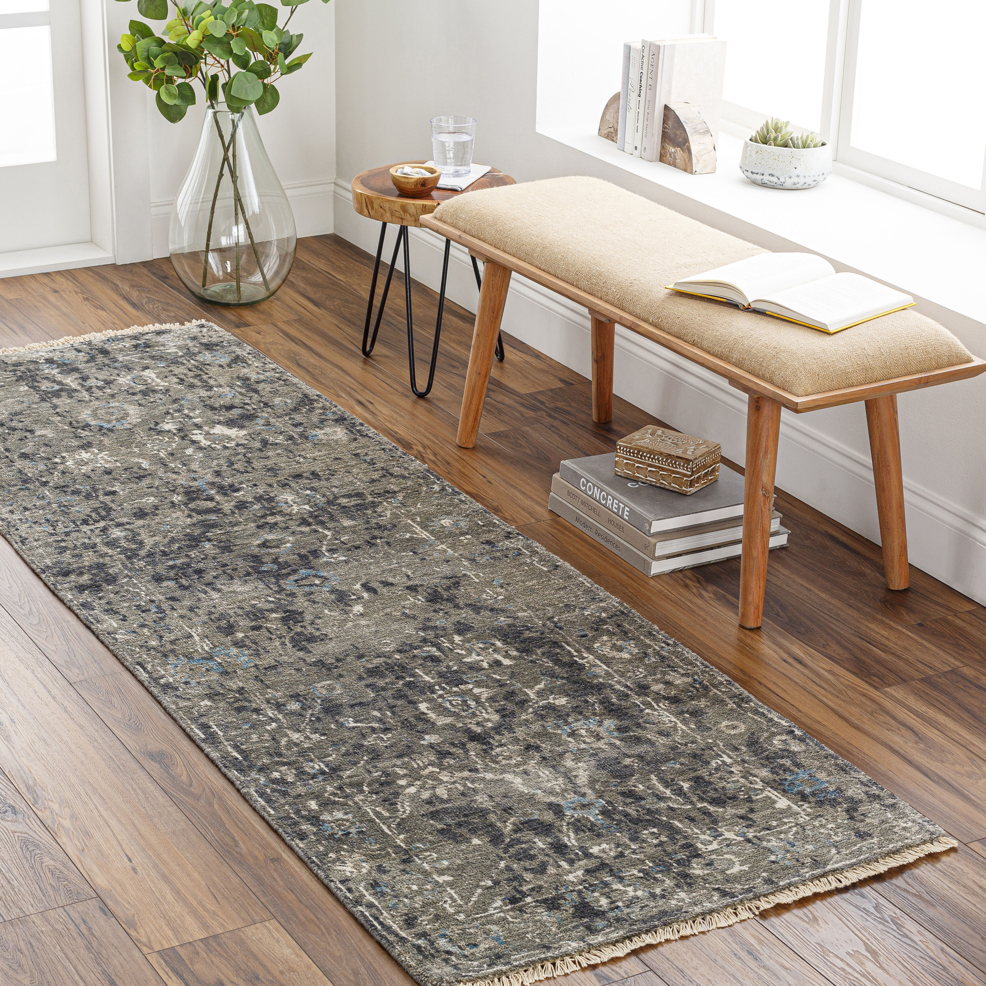 Theodora 96 X 30 inch Charcoal Rug, Runner
