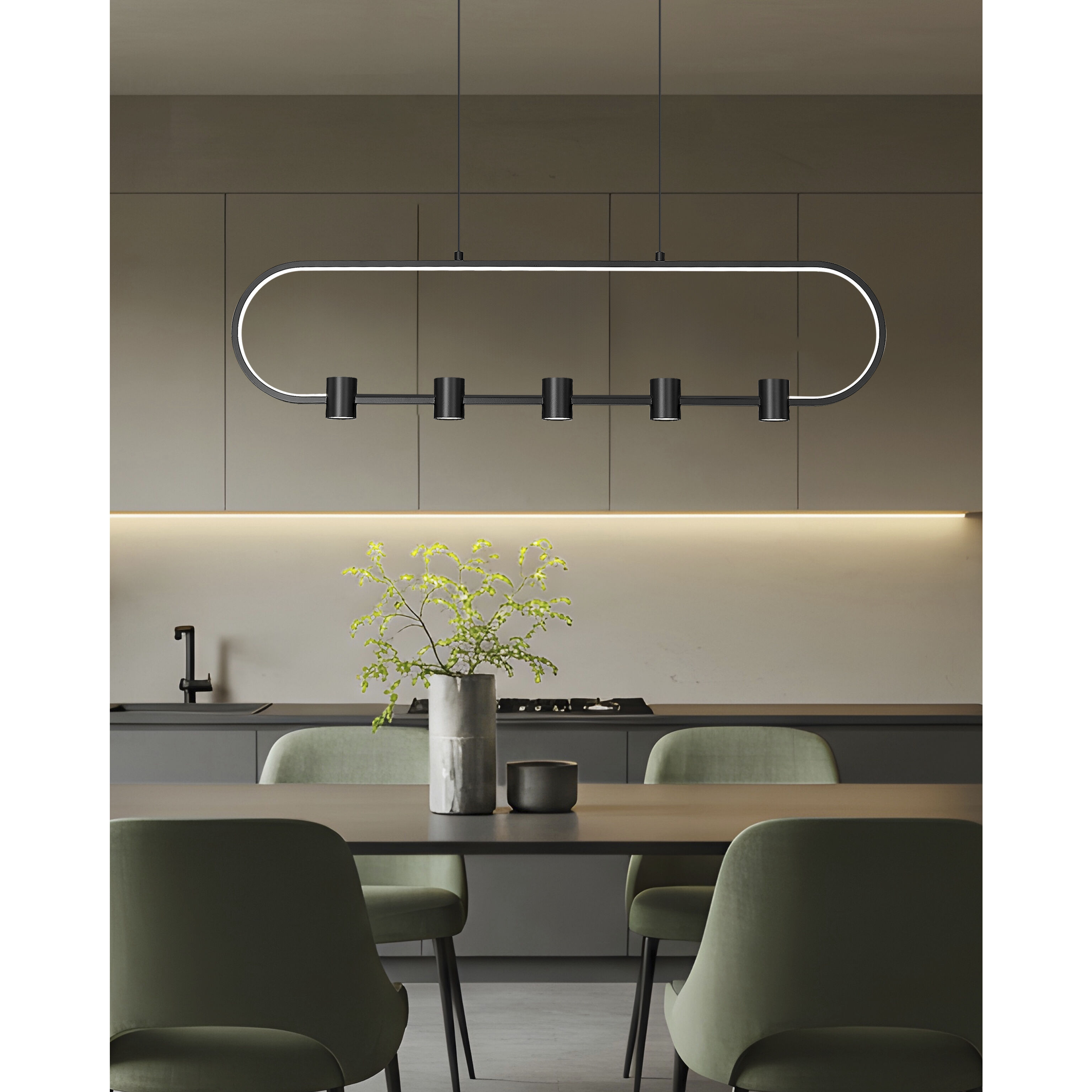 Saros LED 42 inch Matte Black Linear Chandelier Ceiling Light