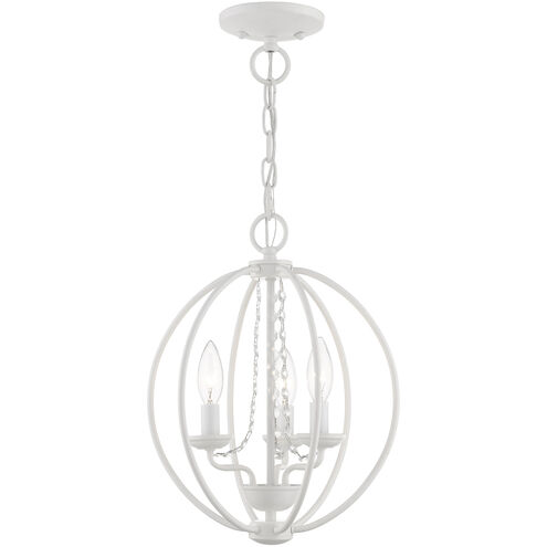 Arabella 3 Light 12 inch White Convertible Mini Chandelier/ Semi-Flush Ceiling Light, Globe