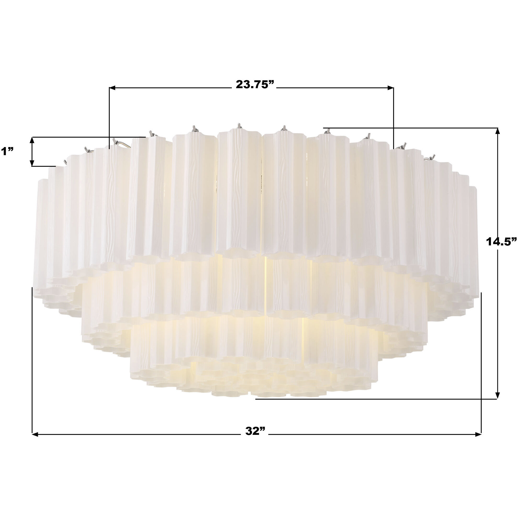 Addis 16 Light 32 inch Polished Chrome Flush Mount Ceiling Light in Tronchi Glass White