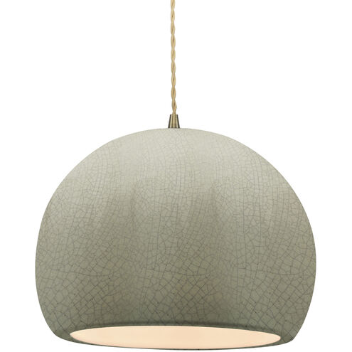 Radiance 1 Light 12.25 inch Celadon Green Crackle and Antique Brass Pendant Ceiling Light