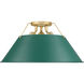 Orwell 3 Light 18.75 inch Brushed Champagne Bronze Flush Mount Ceiling Light in Pine Green