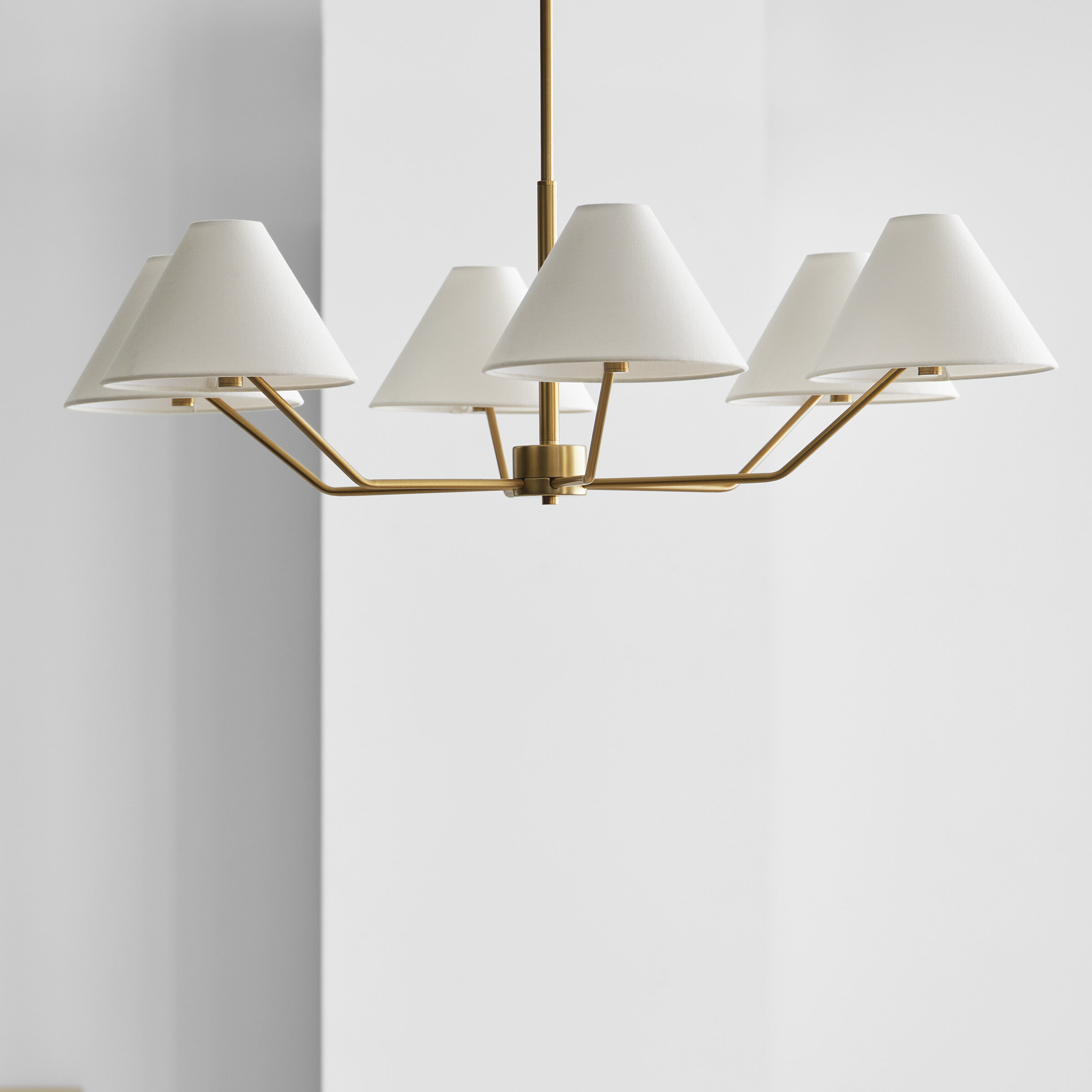 Drew & Jonathan Burke 6 Light 38 inch Satin Brass Chandelier Ceiling Light