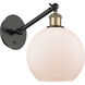 Ballston Athens LED 8 inch Black Antique Brass Sconce Wall Light in Matte White Glass