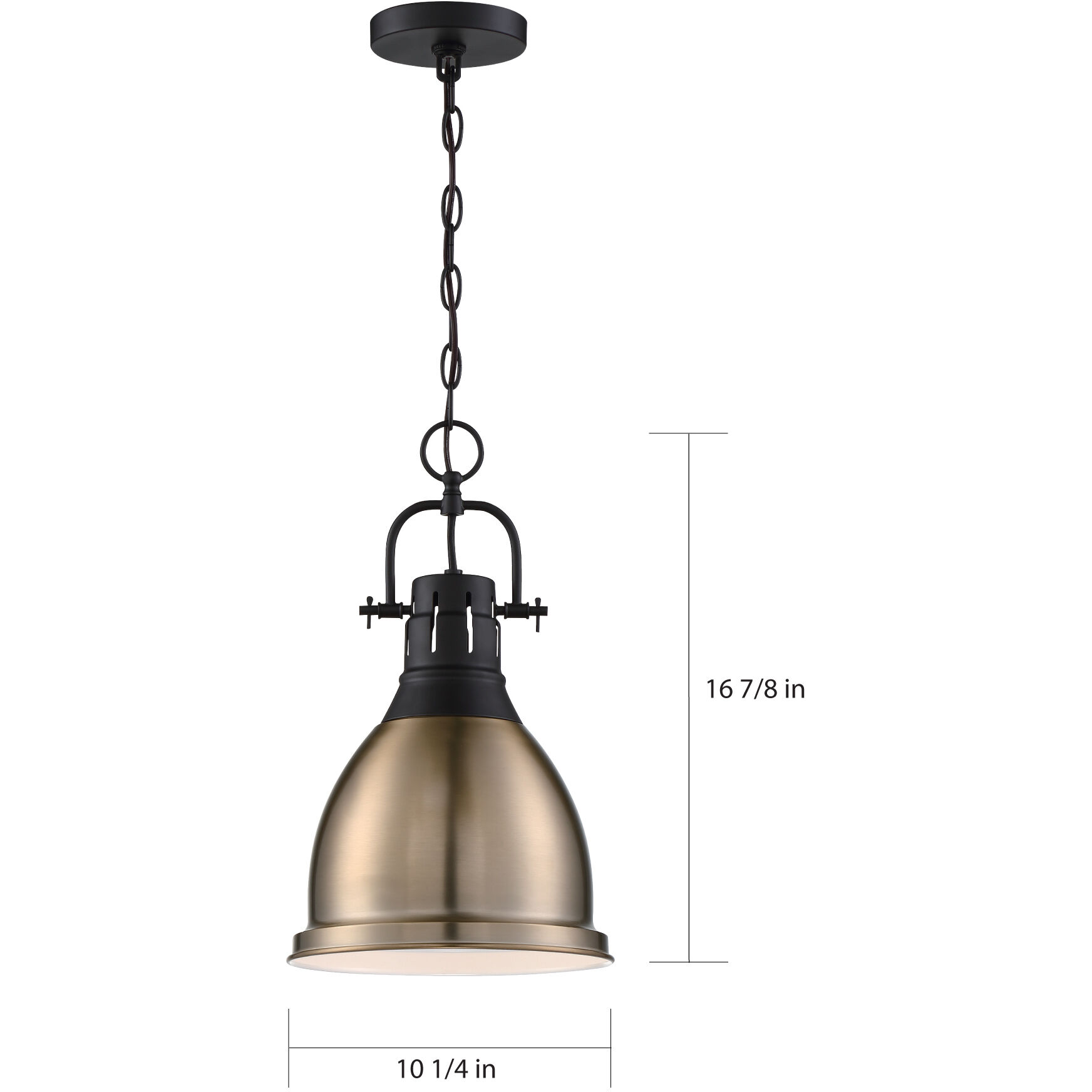 Watson 1 Light 10.25 inch Matte Black and Burnished Brass Pendant Ceiling Light