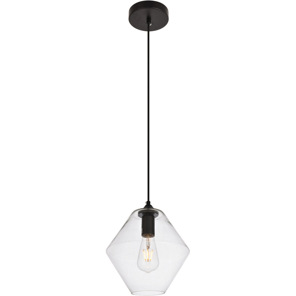 Placido 1 Light 9 inch Black and Clear Pendant Ceiling Light