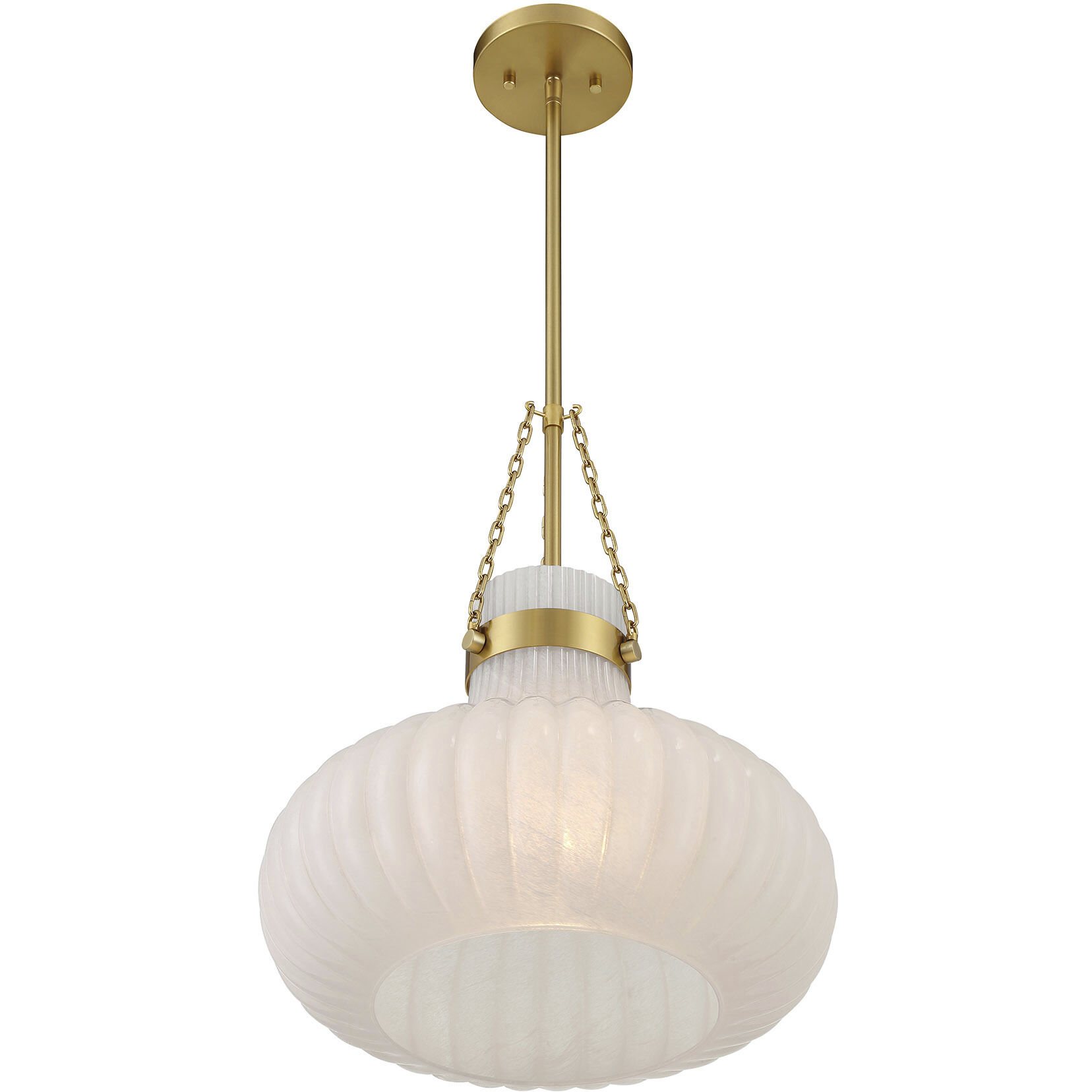 Traditional 1 Light 15 inch Natural Brass Pendant Ceiling Light