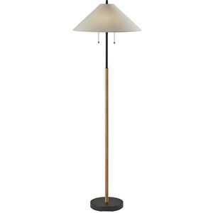 Palmer 62 inch 60.00 watt Black and Natural Wood Floor Lamp Portable Light 