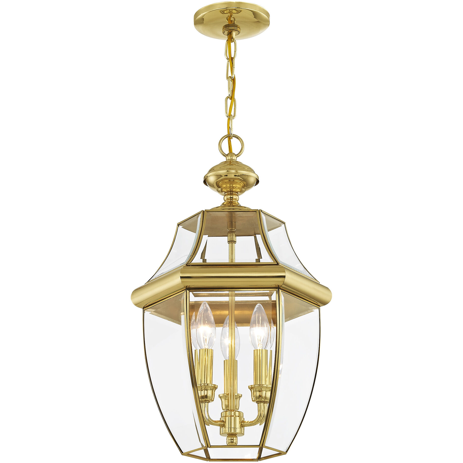 Monterey 3 Light 13 inch Polished Brass Outdoor Pendant Lantern