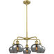 Fenton 5 Light 24.5 inch Brushed Brass Chandelier Ceiling Light in Plated Smoke