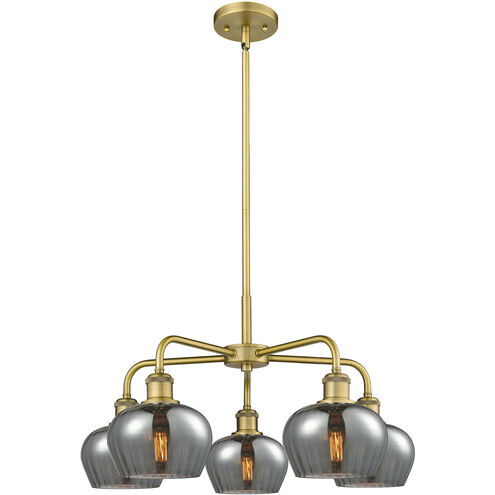 Fenton 5 Light 24.5 inch Brushed Brass Chandelier Ceiling Light in Plated Smoke
