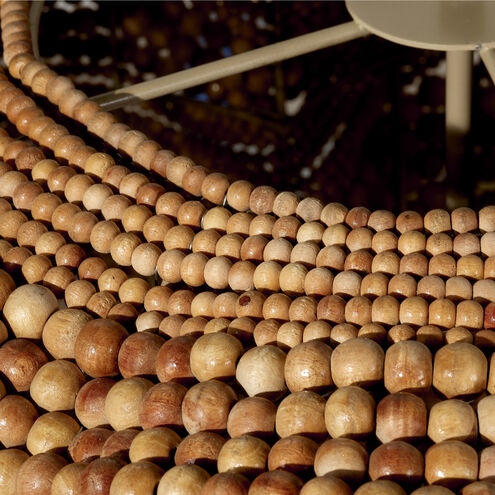 Clamshell 4 Light 37 inch Natural Wood Beads Chandelier Ceiling Light