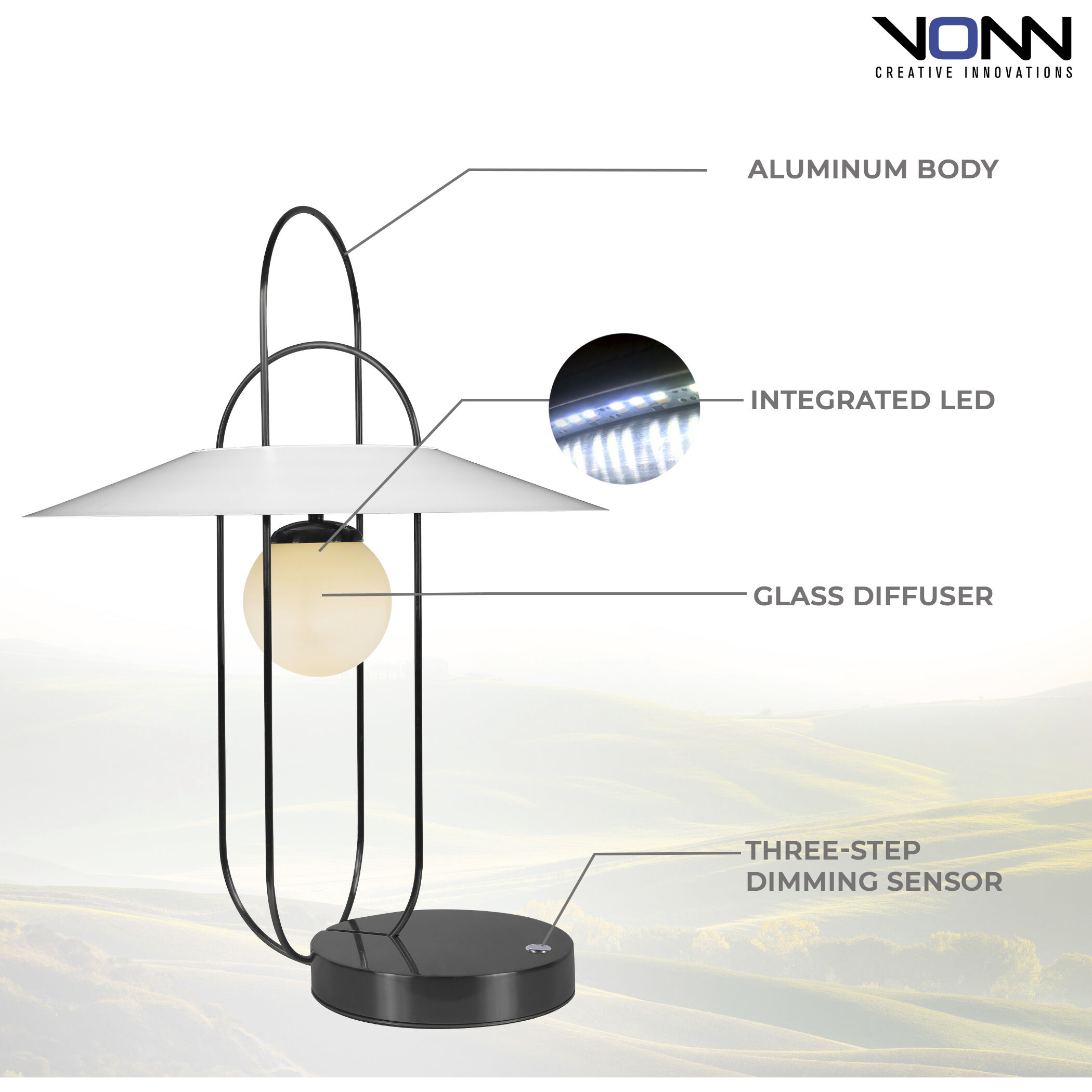 Artisan Collection/ LYRA Series 24.25 inch 4 watt Black Table Lamp Portable Light