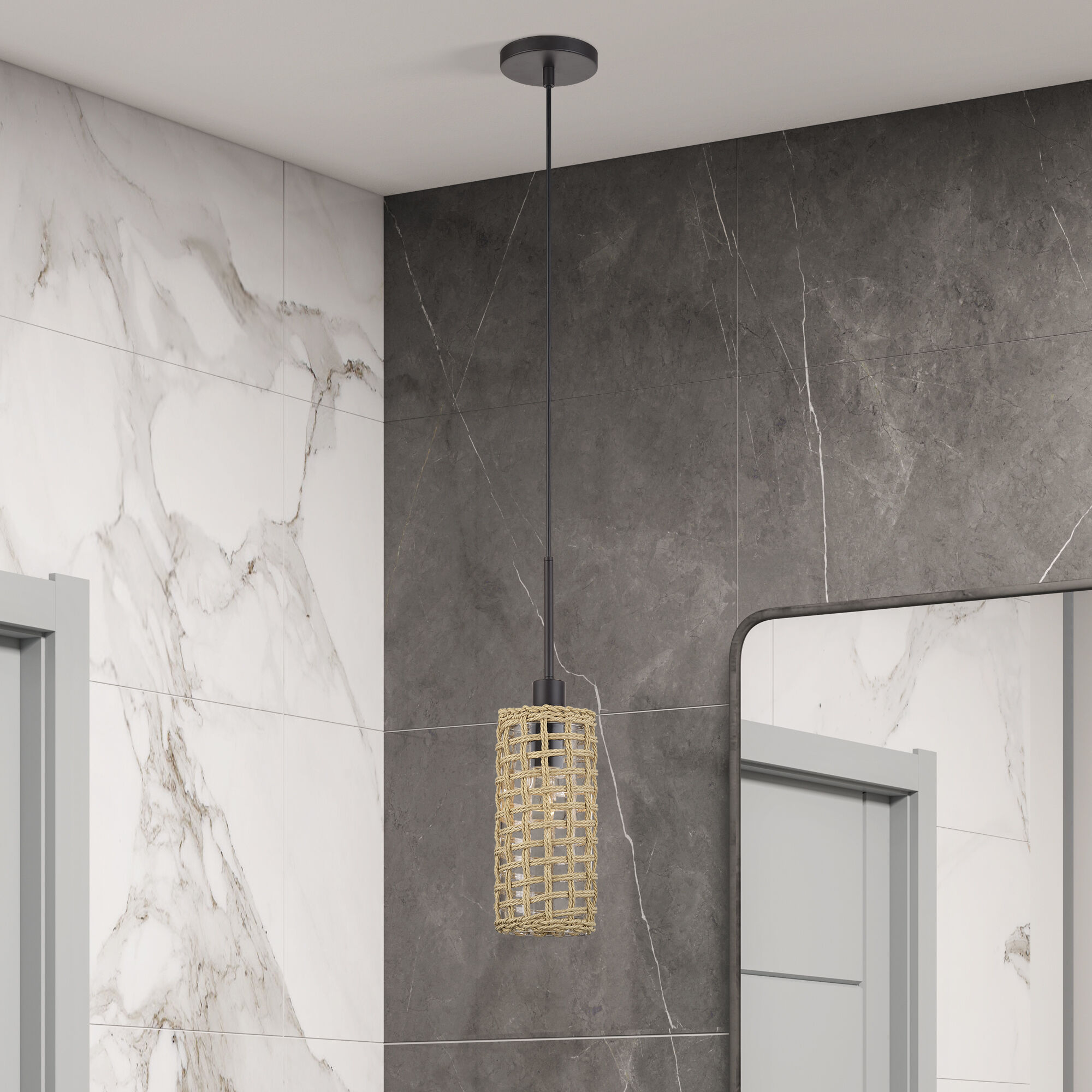 Twinewell 1 Light 5.13 inch Bronze Mini Pendant Ceiling Light