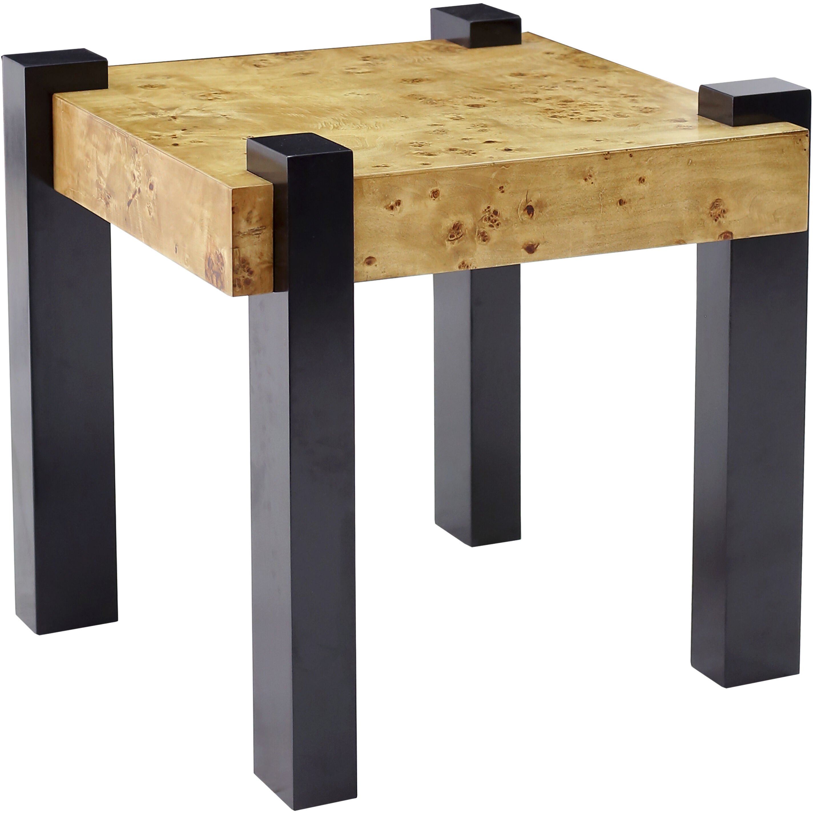 Bromo 26 X 24 inch Natural Burl with Black Accent Table