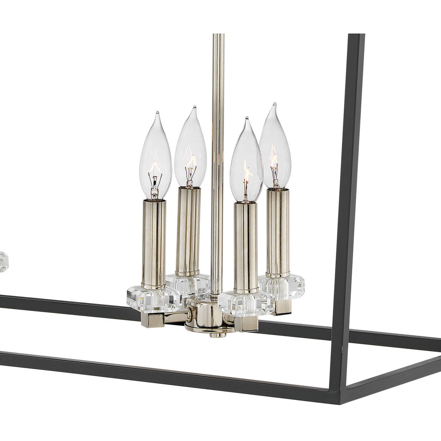 Stinson 8 Light 34 inch Black with Polished Nickel Indoor Linear Chandelier Ceiling Light