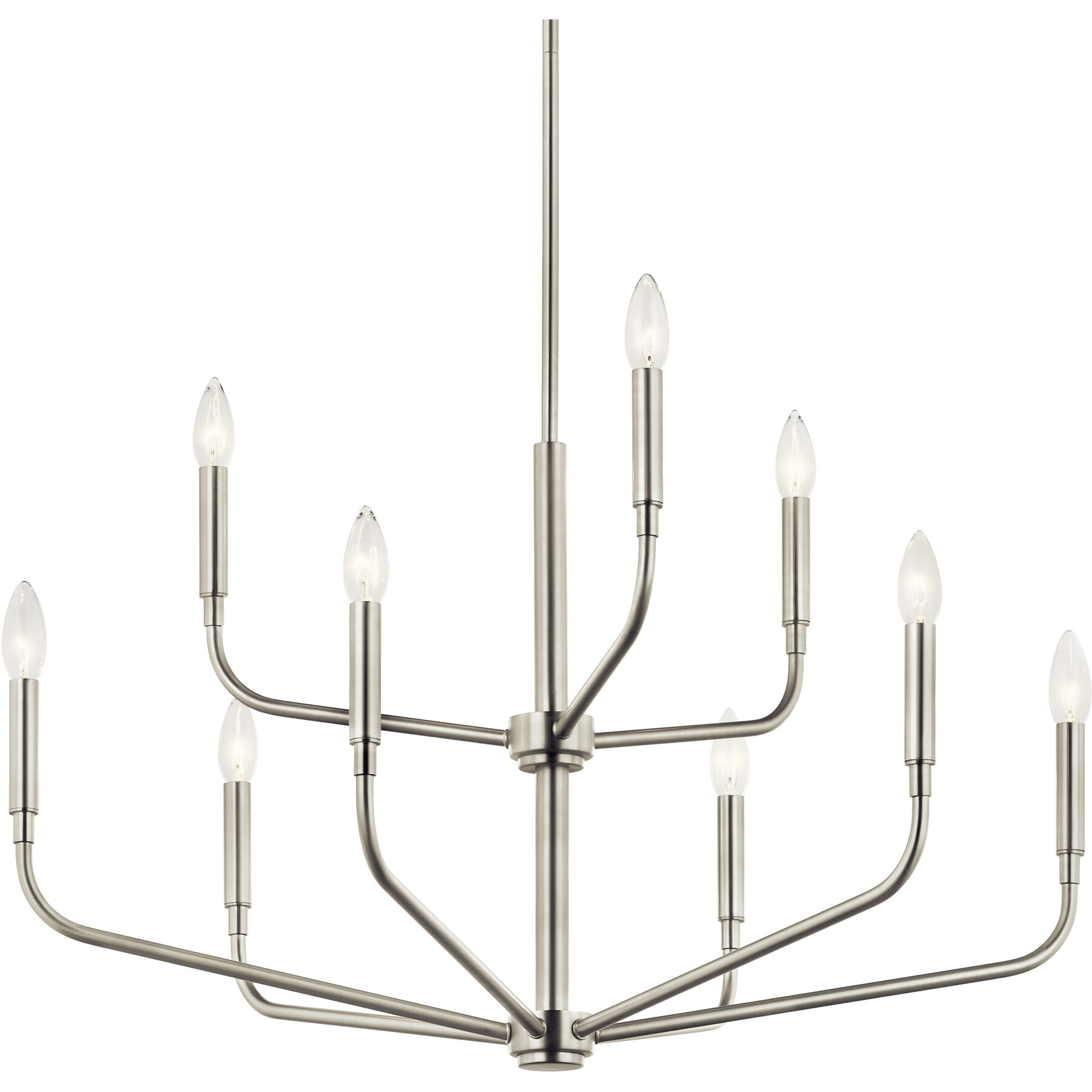 Madden 9 Light Brushed Nickel Chandelier Ceiling Light, 2 Tier