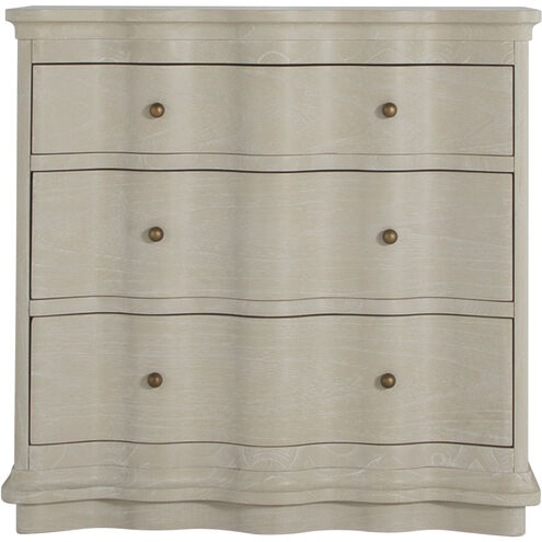 Meredith Textured Cerused White / Stained Brass Chest