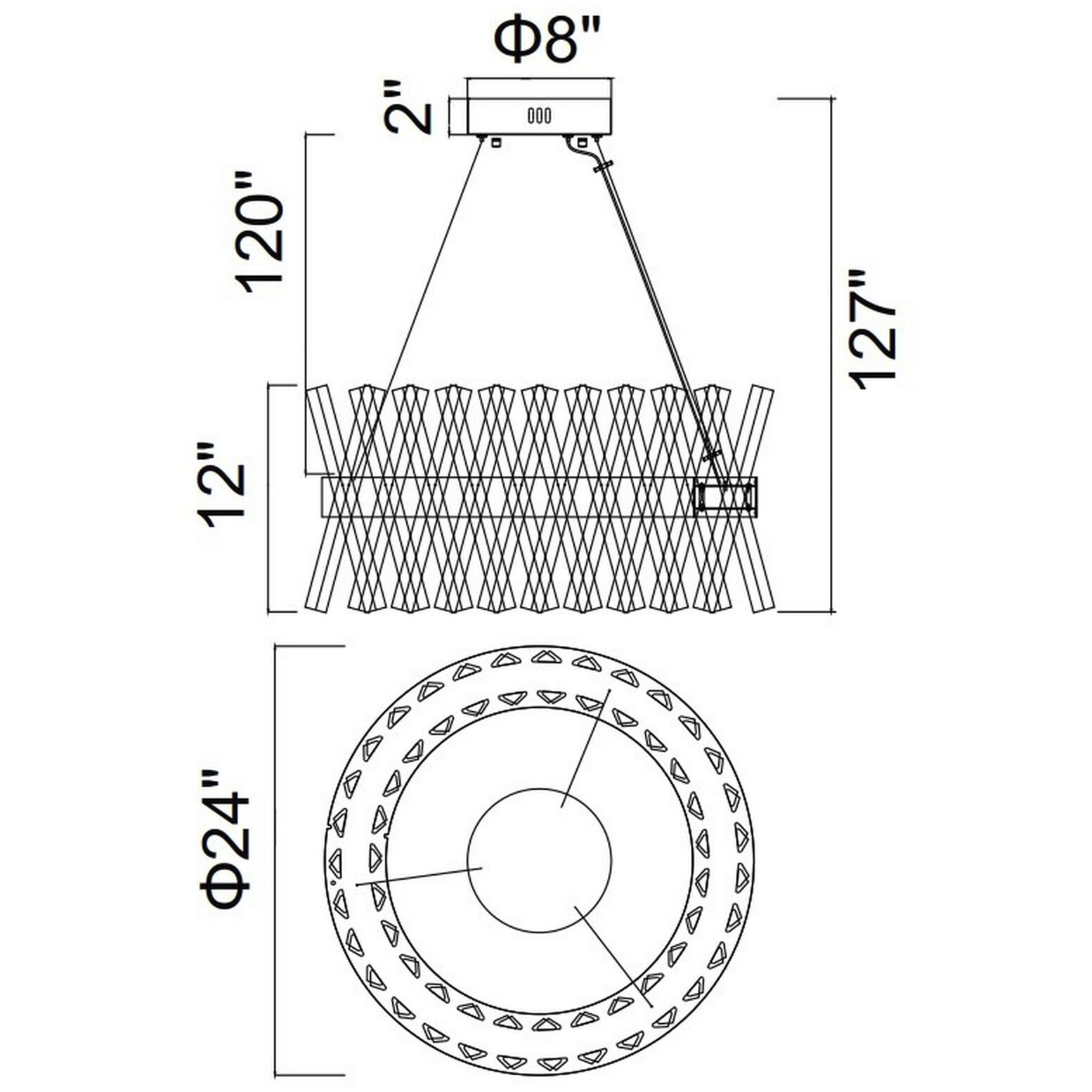 Glace LED 24 inch Chrome Chandelier Ceiling Light