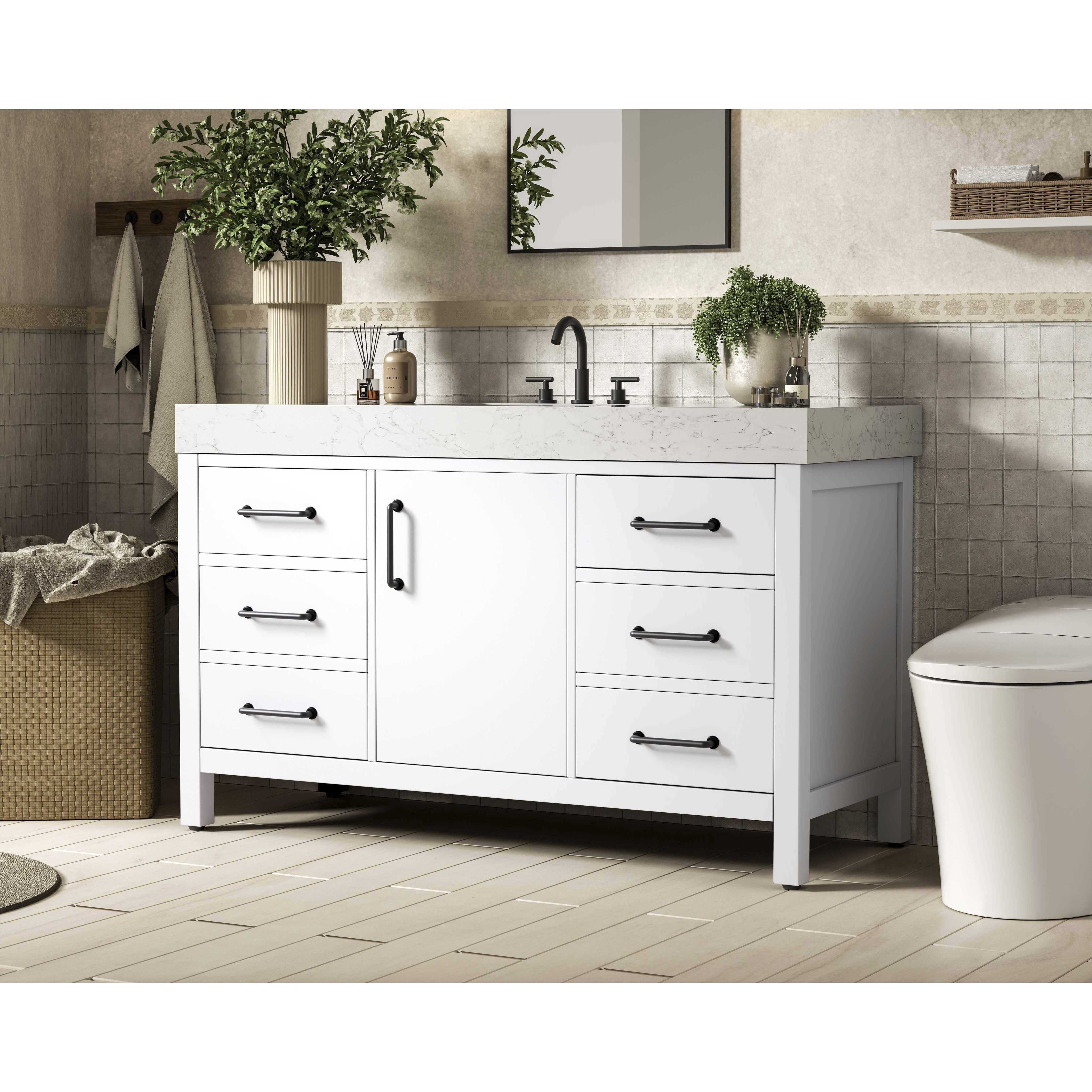 Nathan 54 X 34 inch White Bathroom Vanity Cabinet