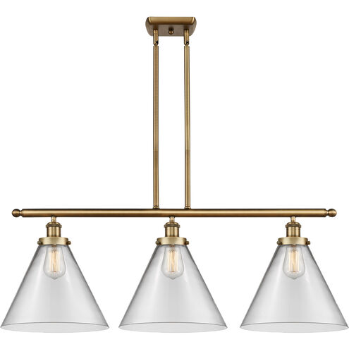 Ballston X-Large Cone LED 36 inch Brushed Brass Island Light Ceiling Light in Clear Glass