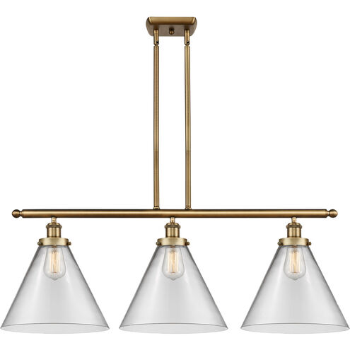 Ballston X-Large Cone LED 36 inch Brushed Brass Island Light Ceiling Light in Clear Glass