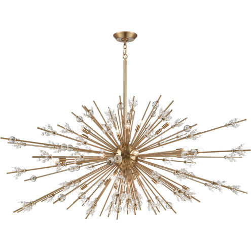 Starburst 31 Light 72 inch Satin Brass Chandelier Ceiling Light