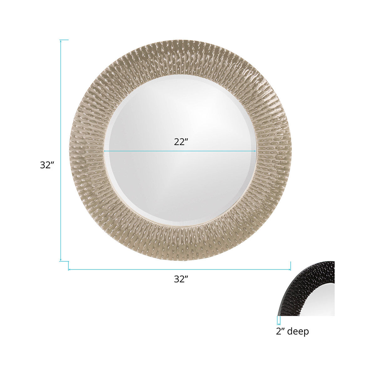 Bergman 32 X 32 inch Glossy Nickel Wall Mirror