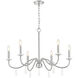 Toussant 6 Light 32 inch Brushed Nickel Chandelier Ceiling Light