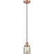 Bell 1 Light 5 inch Antique Copper Mini Pendant Ceiling Light in Silver Plated Mercury Glass