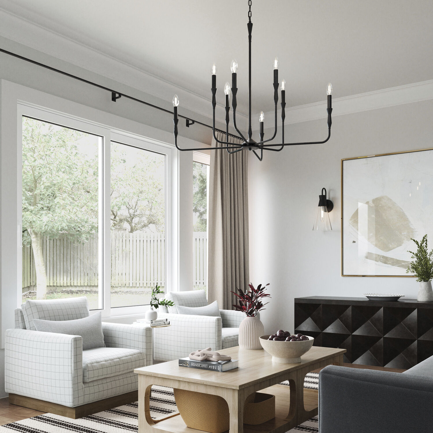 Paloma 8 Light 41 inch Textured Black Chandelier Ceiling Light