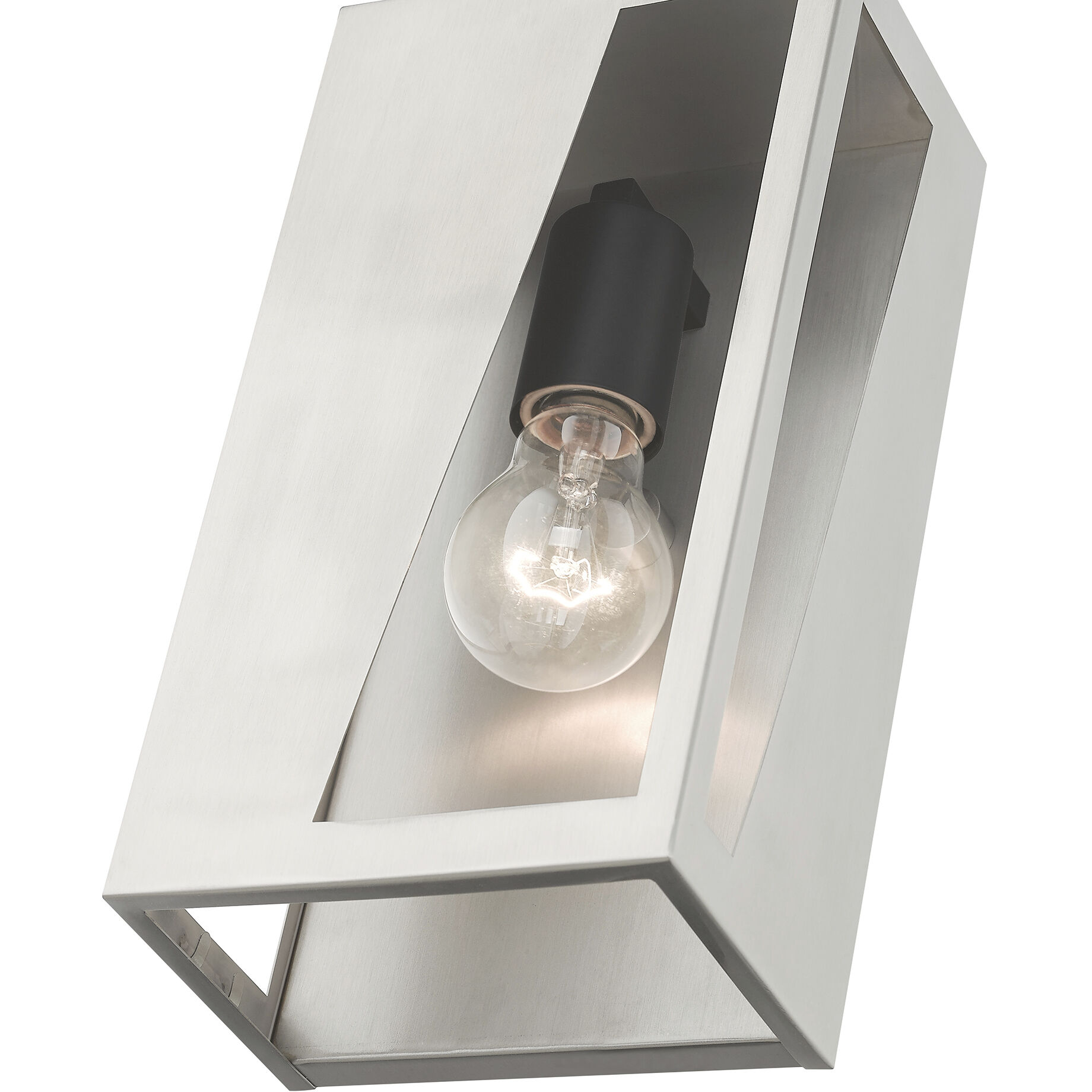 Forsyth 1 Light 11 inch Brushed Nickel with Black Finish Accents Outdoor Wall Lantern in Brushed Nickel & Black, Medium