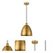Edison Dome LED 9 inch Brushed Brass Mini Pendant Ceiling Light