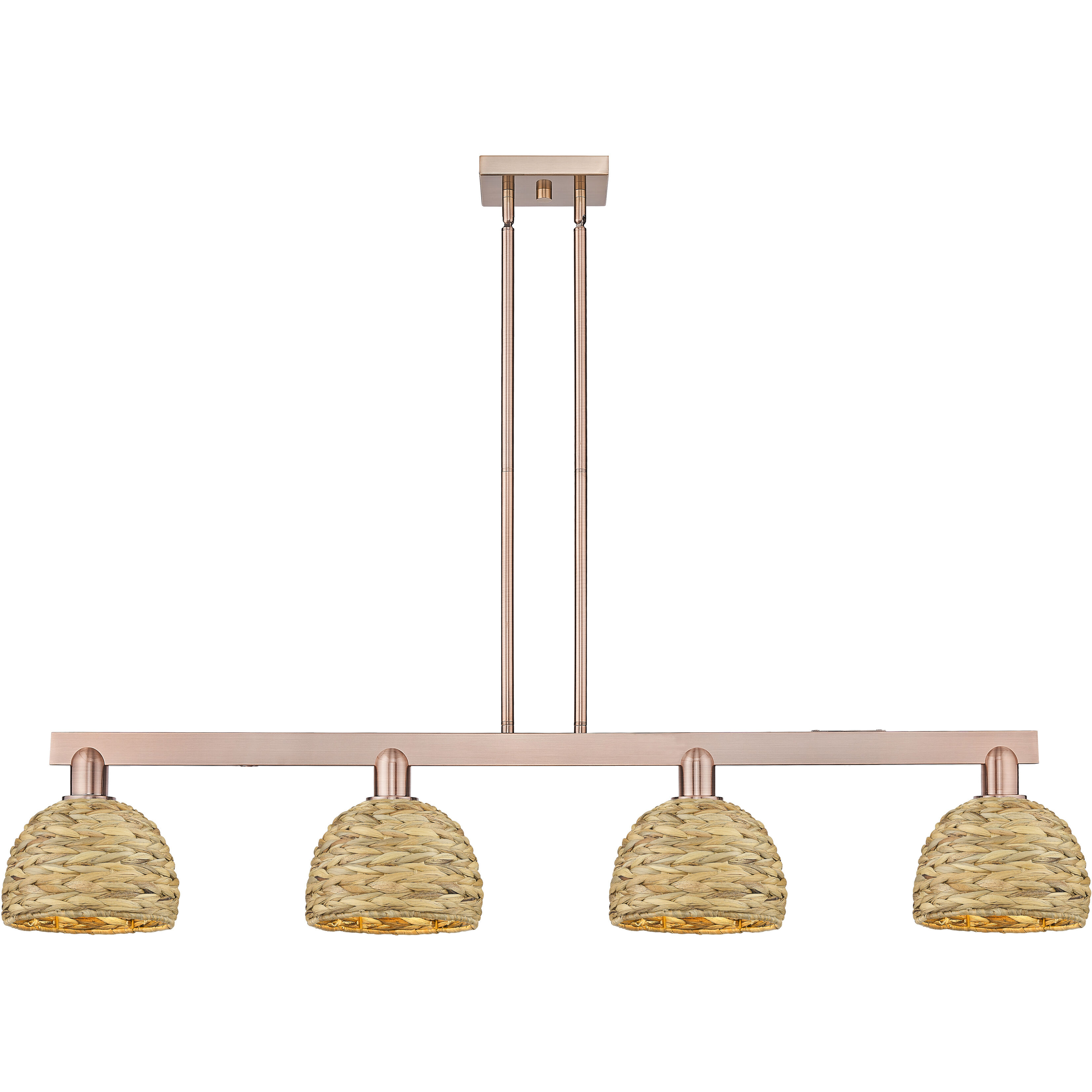 Arcadia Woven Rattan Island Light Ceiling Light in Antique Copper