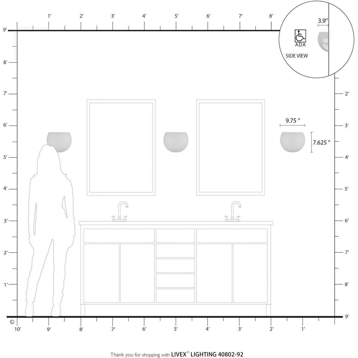 Piedmont 1 Light 10 inch English Bronze ADA Wall Sconce Wall Light