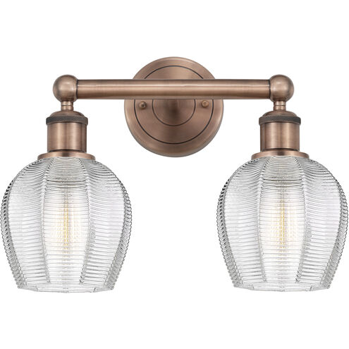 Norfolk 2 Light 14.75 inch Antique Copper Bath Vanity Light Wall Light in Clear