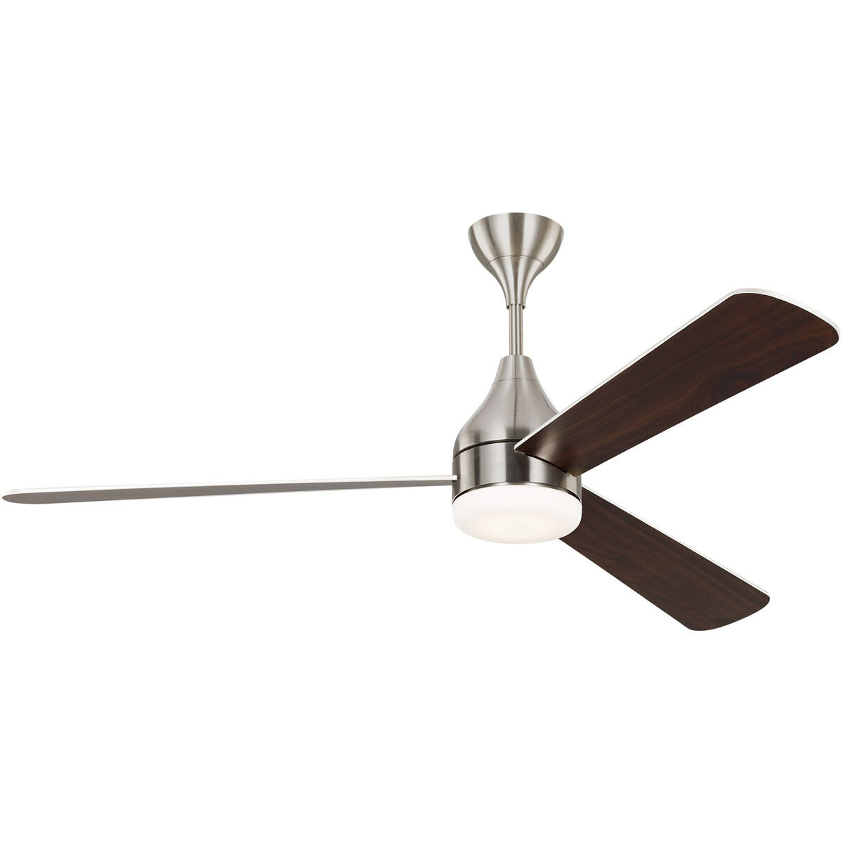 Streaming 60 inch Brushed Steel with Silver/American Walnut reversible blades Indoor/Outdoor Smart Ceiling Fan