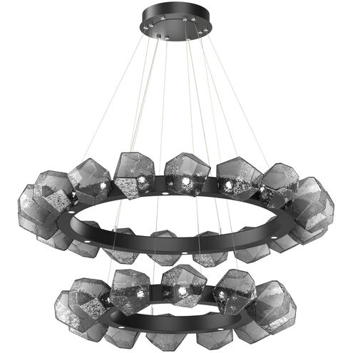 Gem LED 48.3 inch Matte Black Chandelier Ceiling Light, Radial Ring Two Tier